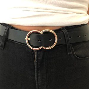 Double Ring Gold Faux Leather Belt